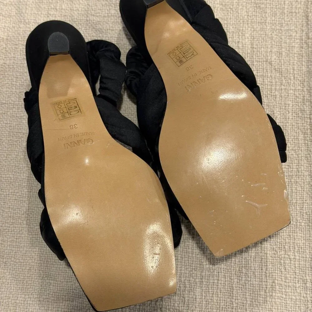 Ganni Black Kitten Heels Square Toe shoes, EU 38 - Picture 3 of 4